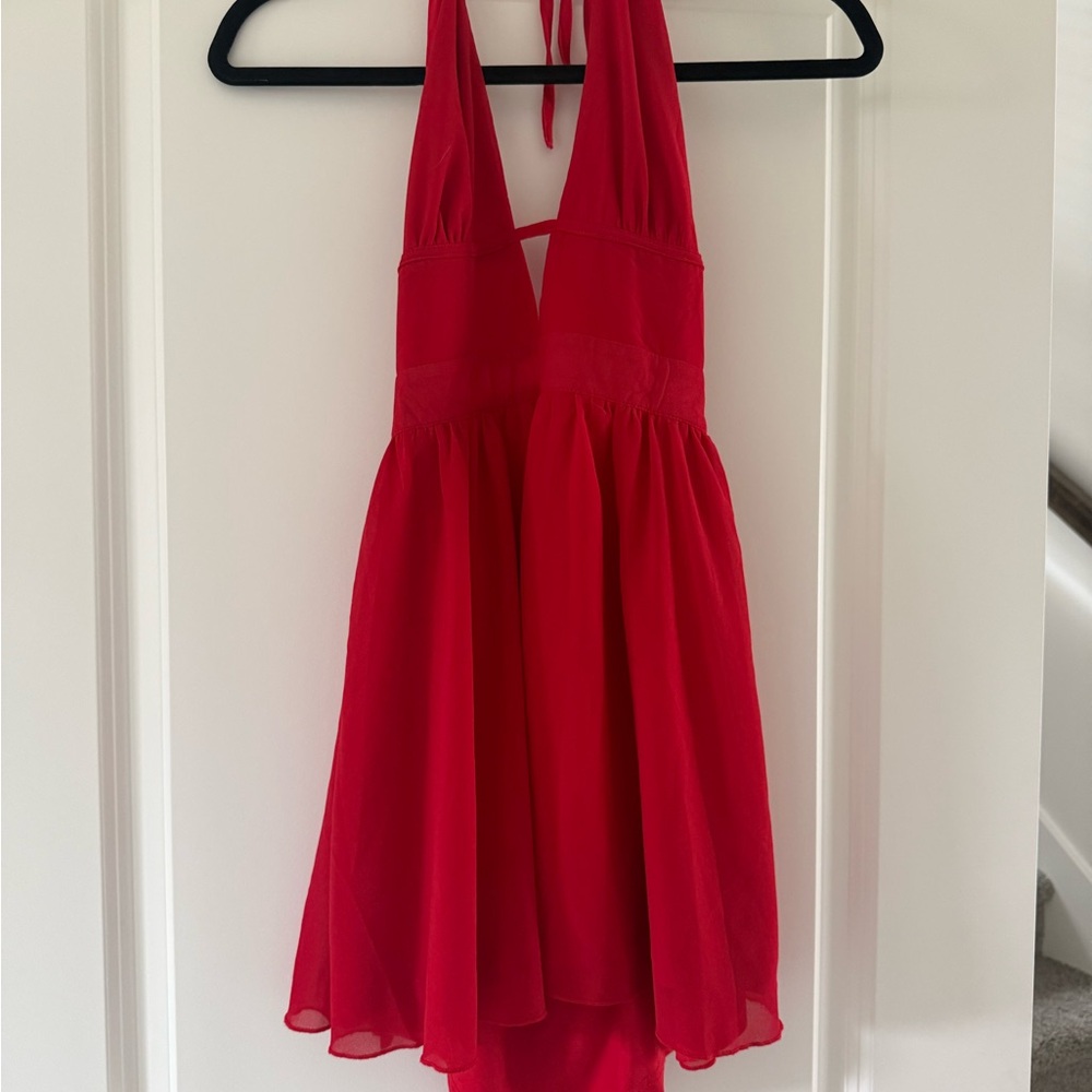 Elegant Red Halter Dress